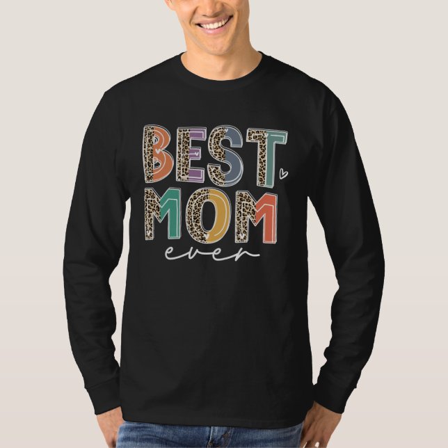 Camiseta Best Mom Ever Leopard Flash Happy Mother Day  Mama (Frente)