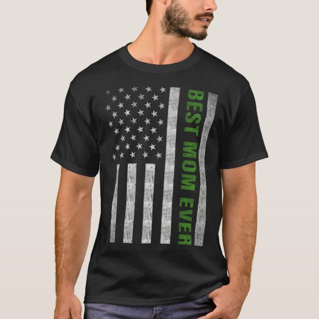 Camiseta Best Mom Ever Military Mom Thin Green Line (Frente)