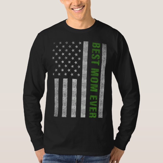 Camiseta Best Mom Ever Military Mom Thin Green Line (Frente)