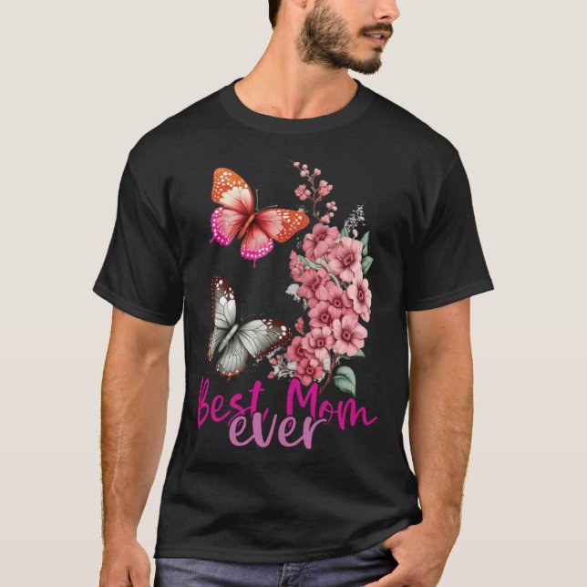 Camiseta Best Mom Ever Mother s Day 2023 Butterfly Mothers  (Frente)