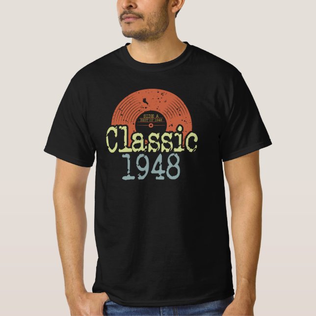 Camiseta Best Of 1948 Classic Vinyl, Nascer De Aniversário  (Frente)