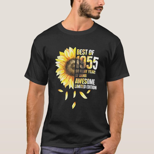Camiseta Best Of 1955 Sunflower Year Of Birth Birthday  (Frente)
