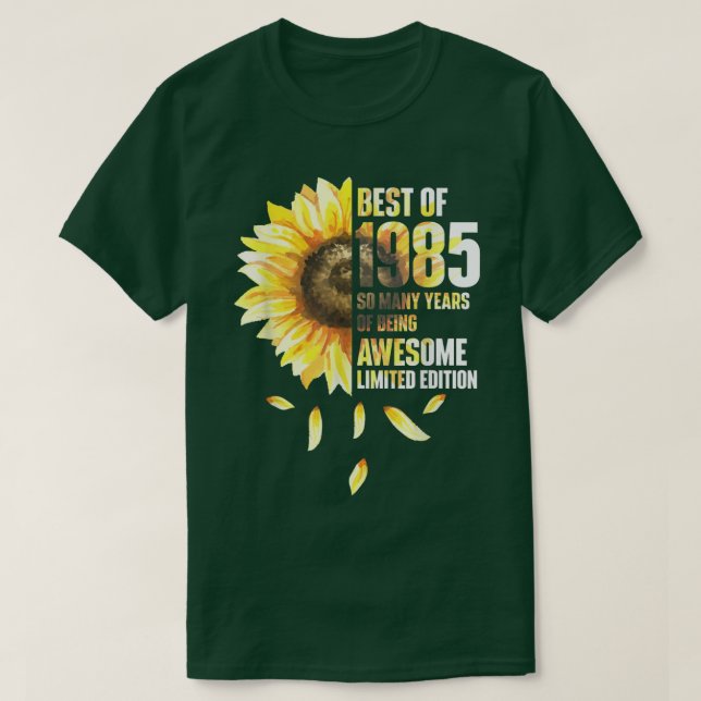 Camiseta Best Of 1985 Sunflower Year Of Birth Birthday  (Frente do Design)