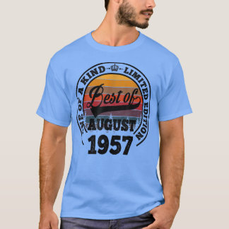 Camiseta Best Of August 1957 65th Birthday Gift For 65 Year