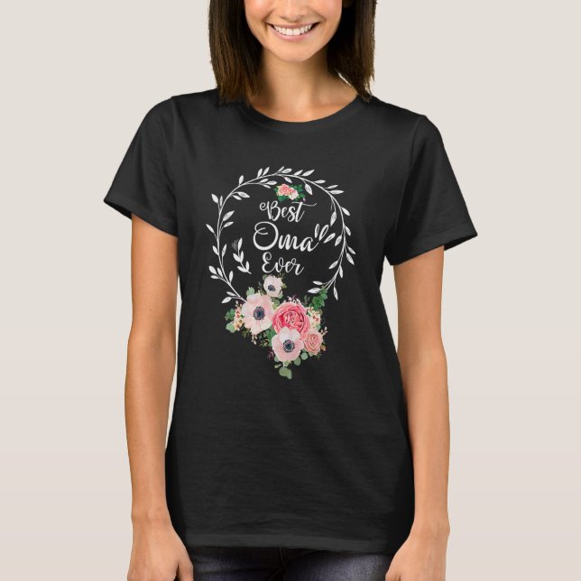 Camiseta Best Oma Ever Floral Decoration Grandma (Frente)