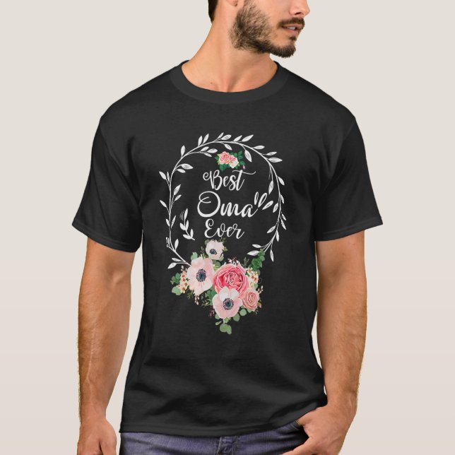 Camiseta Best Oma Ever Floral Decoration Grandma (Frente)