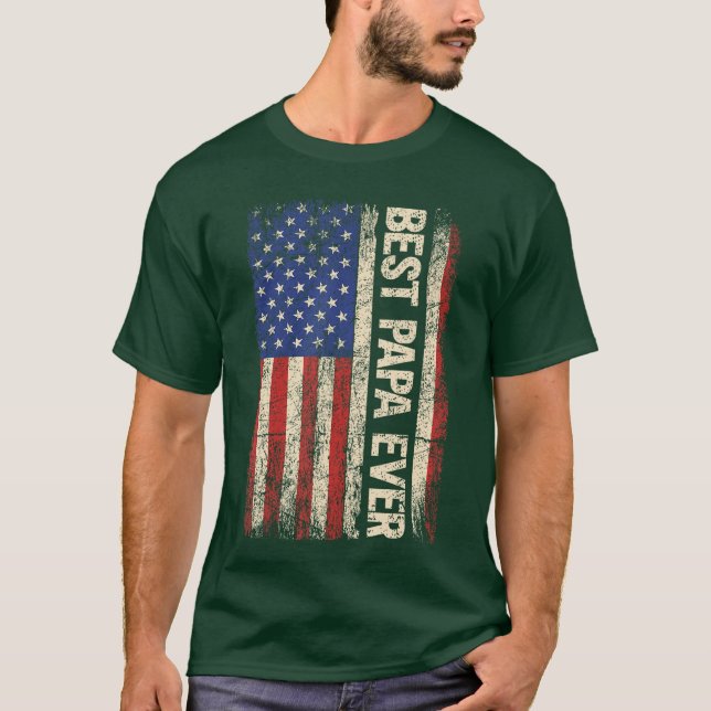 Camiseta Best Papa Ever US American Flag Gifts for Fathers  (Frente)