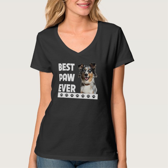 Camiseta Best Paw Ever Aussie Dog Shepherd F Australiano (Frente)