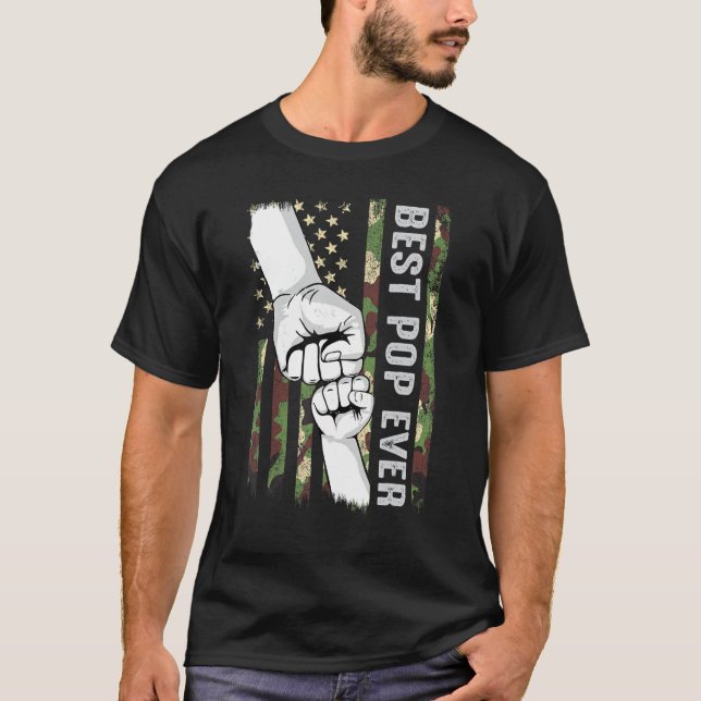 Camiseta Best Pop Ever Fist Pump With US American Flag Fath (Frente)