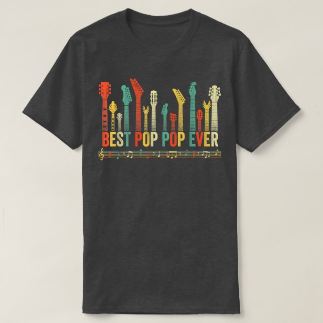 Camiseta Best Pop Pop Ever Guitar Lover Funny Guitarist Fat (Frente do Design)
