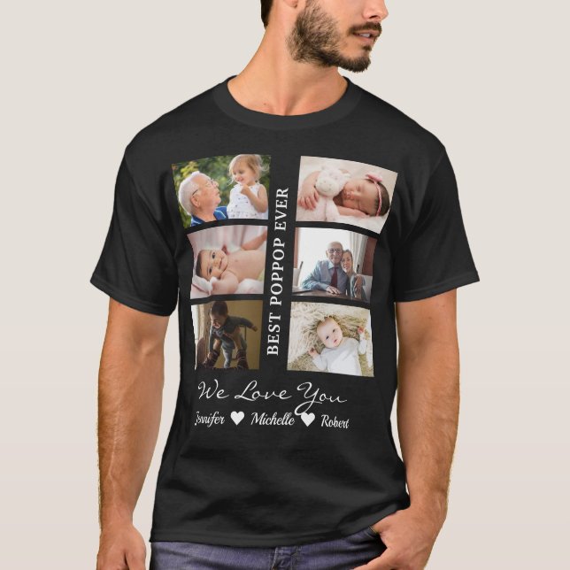 Camiseta Best Poppop Ever Custom Photos Grandchildren Name (Frente)
