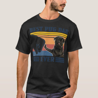Camiseta Best Pug Dad Ever Black Version Vintage Father Da
