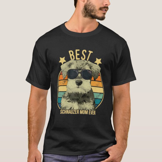 Camiseta Best Schnauzer Mom Ever Retro (Frente)