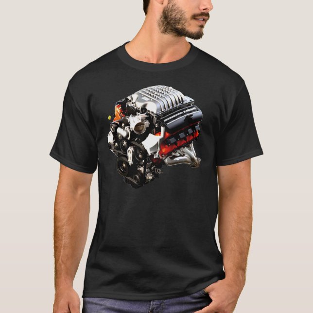 Camiseta Best Seller - SRT Hellcat Engine Essential T-Shirt (Frente)