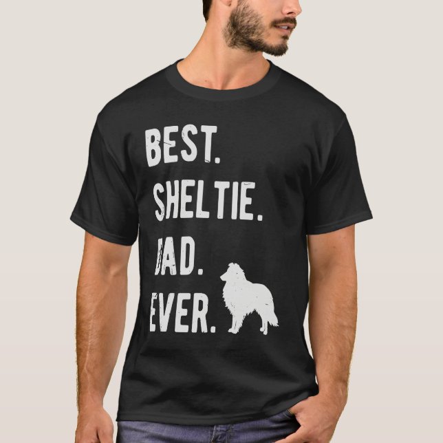 Camiseta Best Sheltie Dad Ever Mens Shetland Sheepdog Dog (Frente)