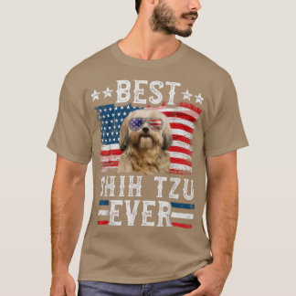 Camiseta Best Shih Tzu Ever American Flag 4 De Julho