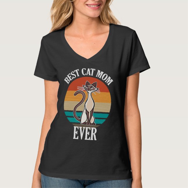 Camiseta Best Siamese Cat Mom Ever  Cat (Frente)