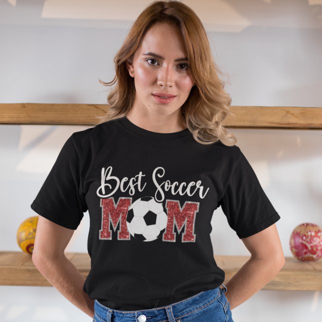 Camiseta Best Soccer Mom cute bright Red text (Criador carregado)