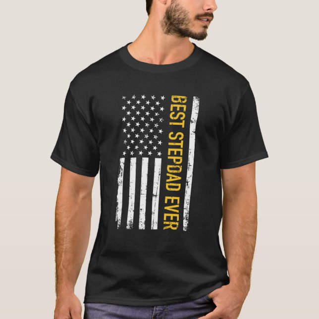 Camiseta Best Stepdad Ever American Vintage Flag (Frente)