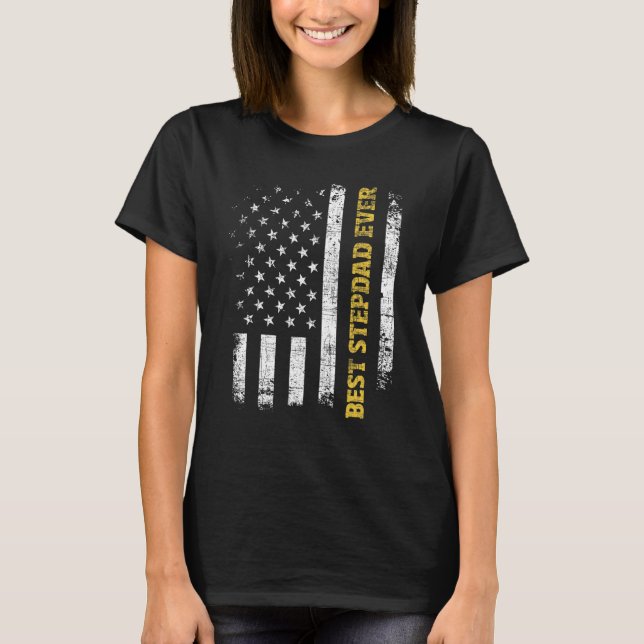 Camiseta Best Stepdad Ever USA American Flag Stepdad Bo (Frente)