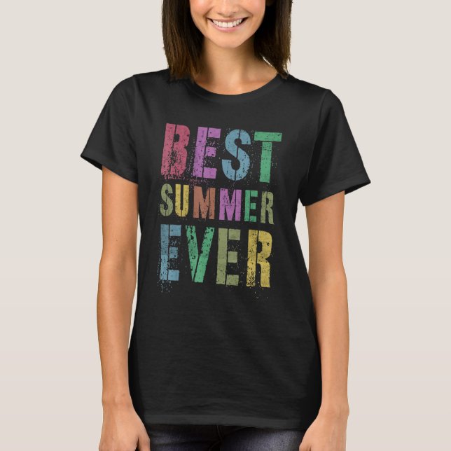 Camiseta Best Summer Ever Camp Last Day Of Vacation Sign Au (Frente)