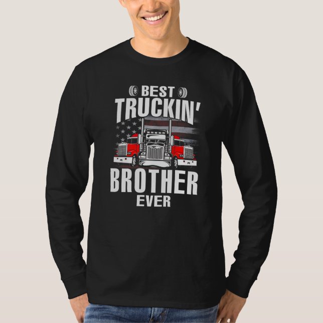 Camiseta Best Truckin' BROTHER Ever USA Flag Father's Day   (Frente)