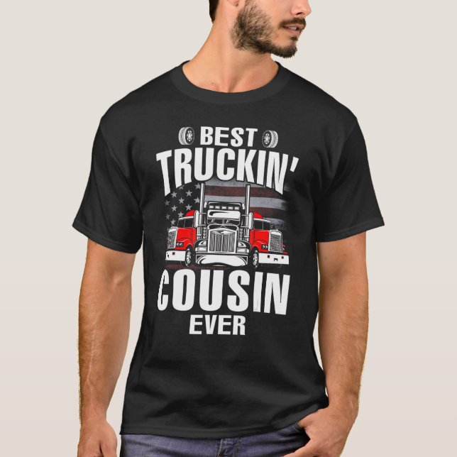 Camiseta Best Truckin' COUSIN Ever USA Flag Father's Day (Frente)