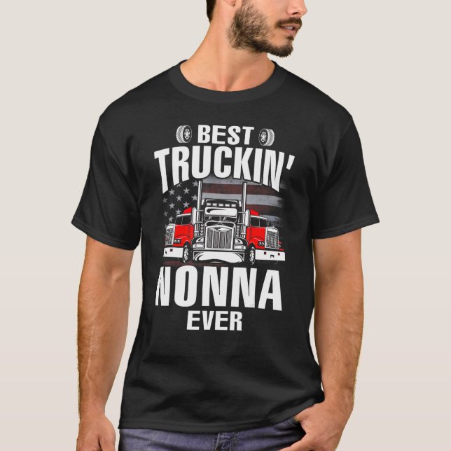 Camiseta Best Truckin' NONNA Ever USA Flag Father's Day (Frente)