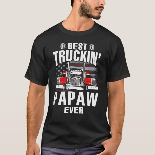 Camiseta Best Truckin' PAPAW Ever USA Flag Father's Day (Frente)