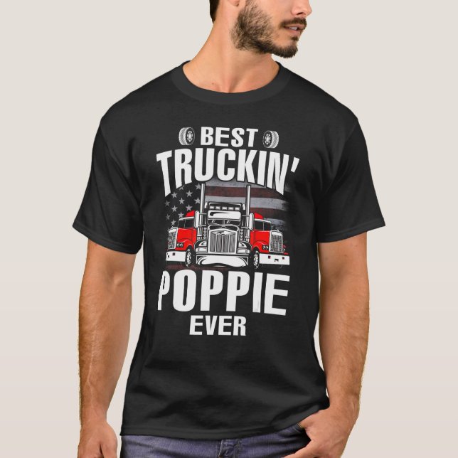 Camiseta Best Truckin' POPPIE Ever USA Flag Father's Day (Frente)