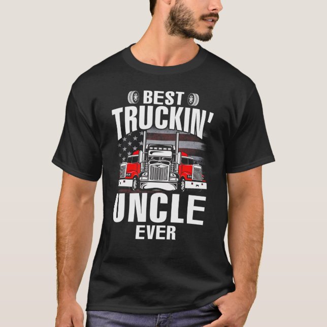 Camiseta Best Truckin' UNCLE Ever USA Flag Father's Day (Frente)