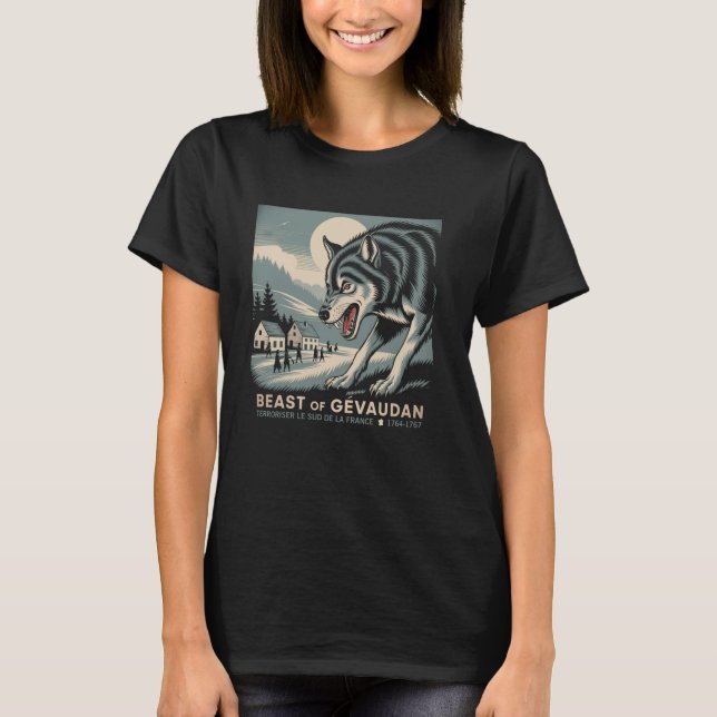 Camiseta Besta de Gevaudan Cryptid Wolf France Folklore (Frente)