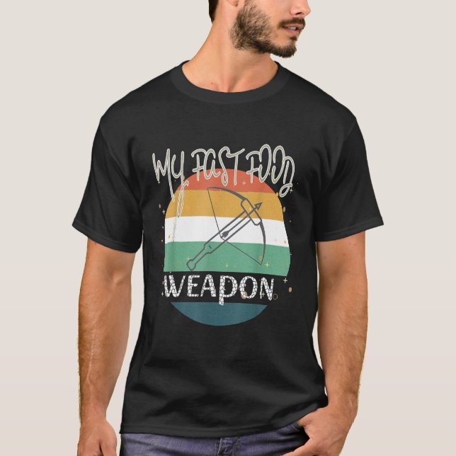 Camiseta Besta minha rápida comida arma caça de veado arco (Frente)