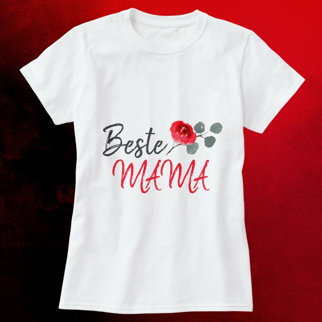 Camiseta Beste Mama Rosa vermelha Aquarela Dia da Mãe (Criador carregado)