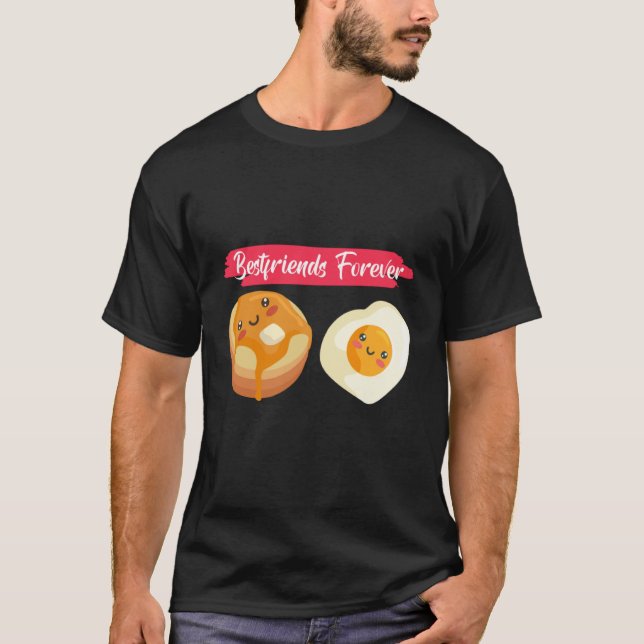 Camiseta Bestfriends Forever Pancakes And Eggs Breakfast Pa (Frente)