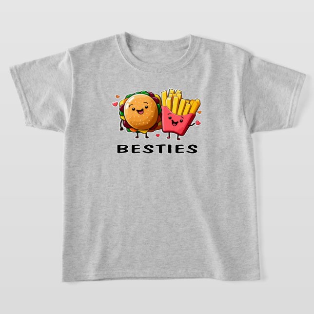 Camiseta Besties Cheeseburger E Fries Os Melhores Amigos (Postura )
