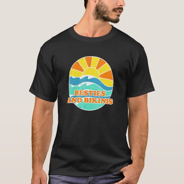 Camiseta Besties E Amigos Da Praia Bikinis Beach Bum Buddy (Frente)