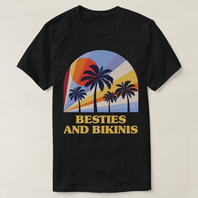 Camiseta Besties E Bikinis Beach Amigos Ocean Buddy Natação (Frente do Design)