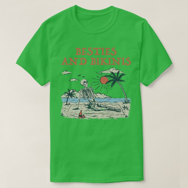 Camiseta Besties e Bikinis Beach Amigos Ocean Buddy Natação (Frente do Design)