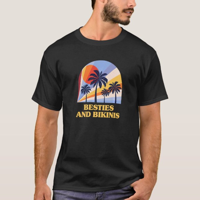 Camiseta Besties E Bikinis Beach Amigos Ocean Buddy Natação (Frente)