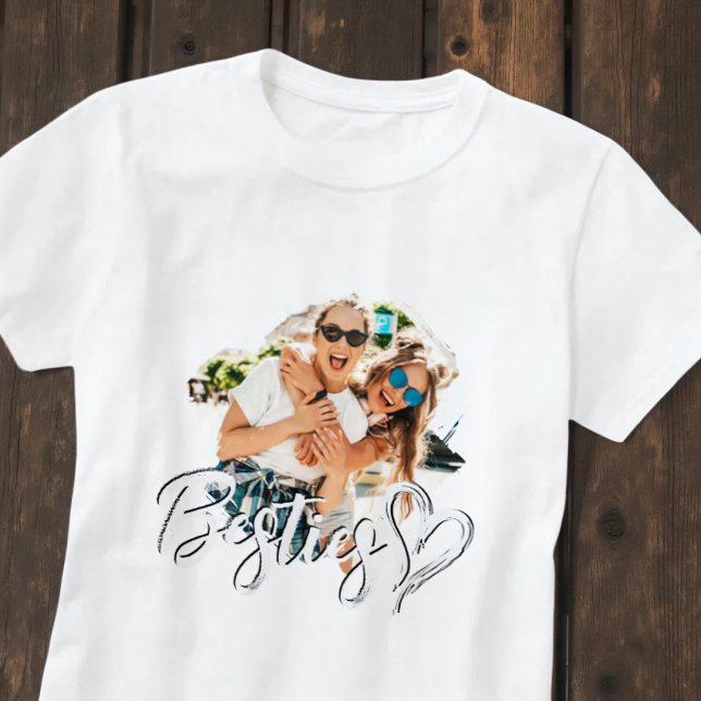 Camiseta Besties Grunge Simple Modern Heart Cool Photo (Criador carregado)
