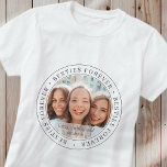 Camiseta Besties para sempre Foto personalizada simples e m<br><div class="desc">Este design simples e clássico é composto por tipografia serif e adiciona uma foto personalizada. "Besties Forever" circula a foto dos seus amigos</div>