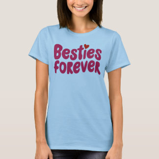 Camiseta Besties para texto rosa com símbolo cardíaco