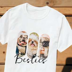 Camiseta Besties Pet Simple Modern Reproduzir Três Fotos