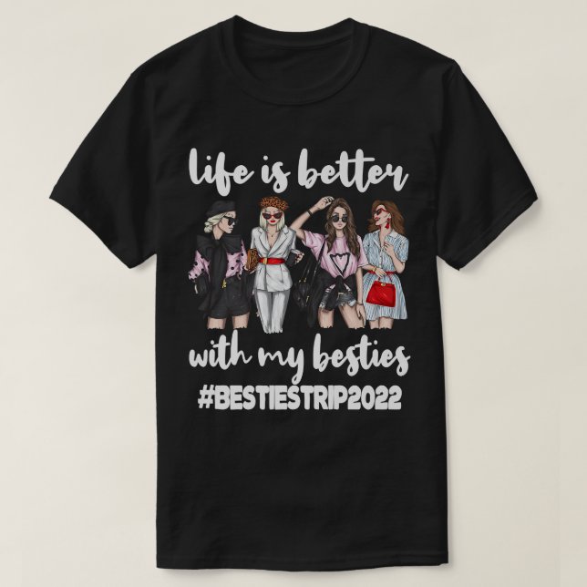 Camiseta Besties Trip 2022 Best Friend Vacation Travel Girl (Frente do Design)