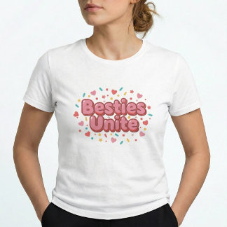 Camiseta Besties Unite Y2K Friendship BFF Matching T-Shirt