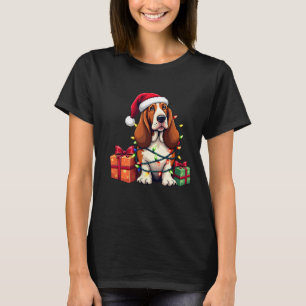 Camiseta Bet Hound Embalado Em Luzes De Natal Com Papais no
