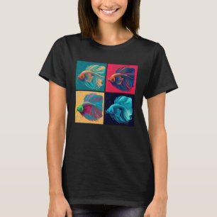 Camiseta Beta Fish Pop Ilustração de Animais Coloridos