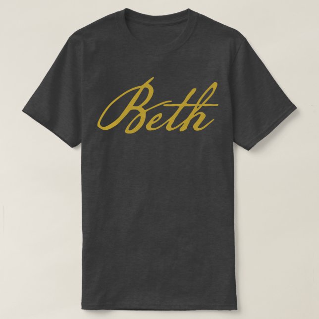 Camiseta Beth Typografia Dourada Script (Frente do Design)