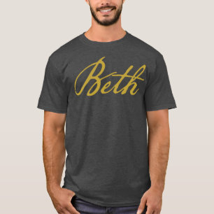 Camiseta Beth Typografia Dourada Script